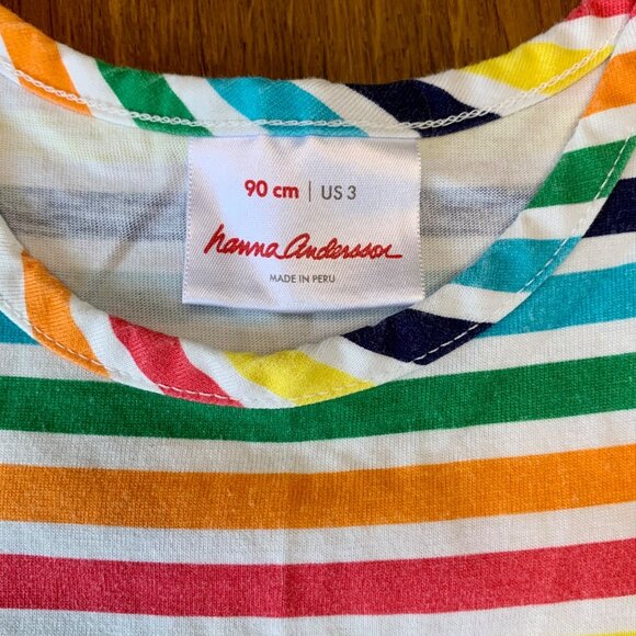 HANNA ANDERSSON Rainbow Striped Dress Girls 3 3T 90cm Tiered Skirt Multi Color - Picture 6 of 6